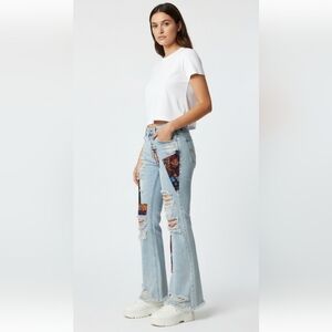 Vintage Almost Famous Patchwork Boot Cut and Flare Jeans Size 7 like New